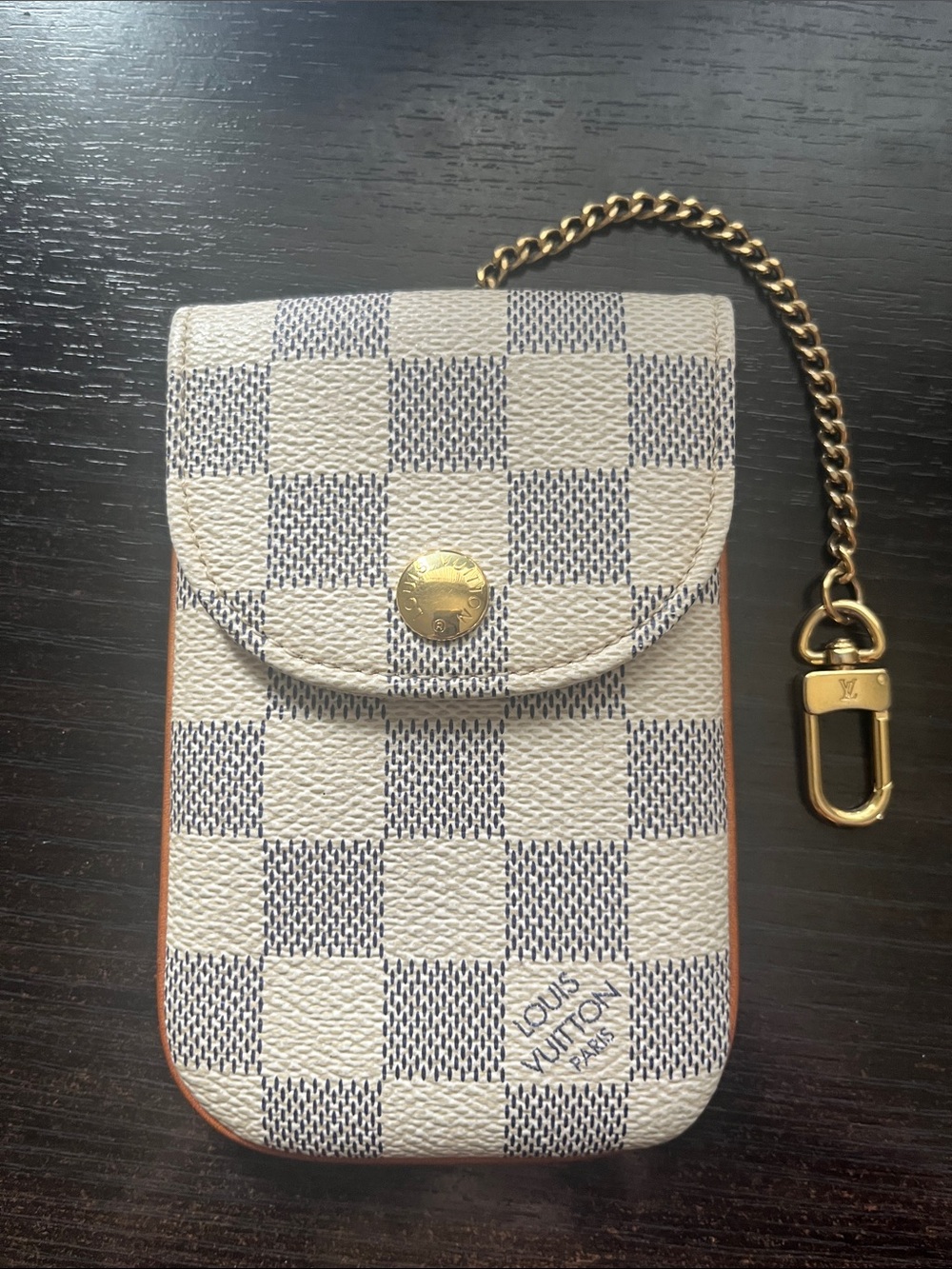 Louis Vuitton Damier Azur Pouch with Gold Chain